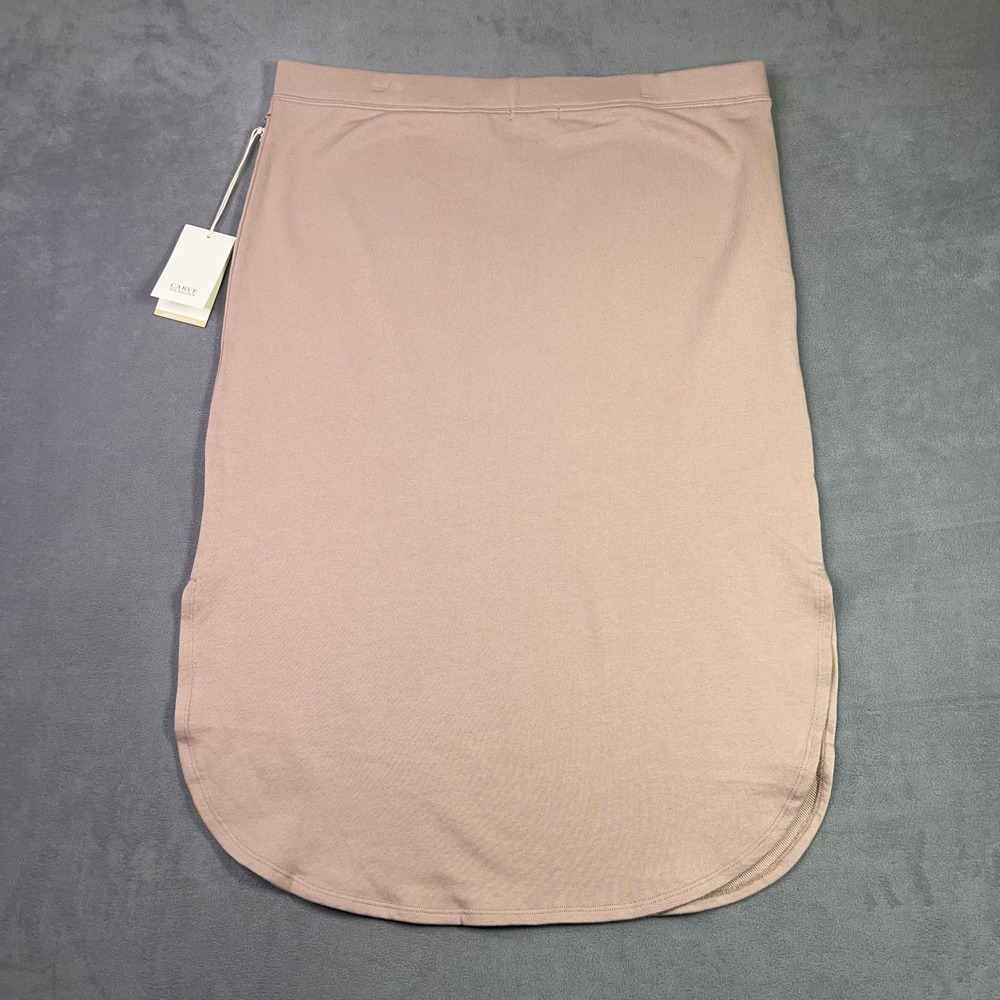 Carve Designs June Skirt Women XL Fawn Pink Organic Cotton French Terry Midi NWT - Picture 3 of 9